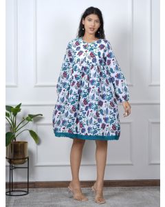 Blue Hand Block Printed Cotton Dress