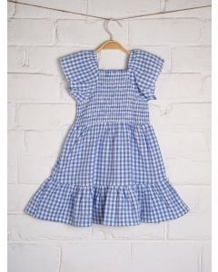Blue Checkered Cotton Dress