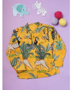 Yellow Hand Block Printed Cotton Shirt