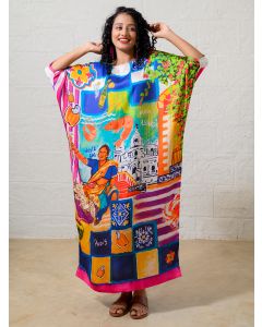 Multicolor Printed Modal Kaftan