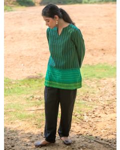 Green Striped Cotton Kurta
