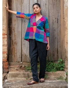 Multicolor Checkered Cotton Top
