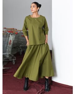 Olive Green Cotton Poplin Skirt