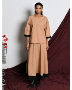 Beige Cotton Poplin Skirt