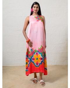 Pink Printed Modal Dress