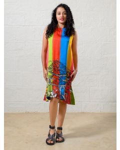 Multicolor Printed Modal Dress