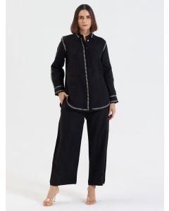 Black Linen Co-ord Set - Set of 2