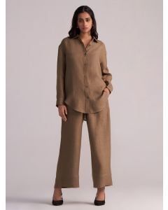 Brown Linen Co-ord Set- Set of 2