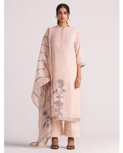 Light Pink Woven Chanderi Suit - Set of 3