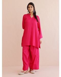 Pink Cotton Kurta with Salwar - Set of 2