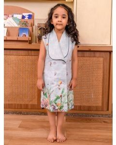 Blue Printed Linen Dress