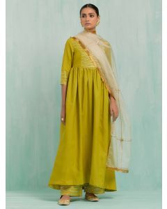 Green Gota Work Cotton Slub Suit- Set of 3