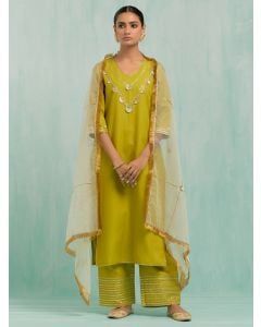Green Gota Work Cotton Slub Suit- Set of 3