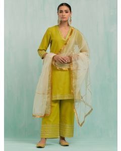 Green Gota Work Cotton Slub Suit- Set of 3