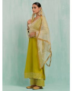 Green Gota Work Cotton Slub Suit- Set of 3