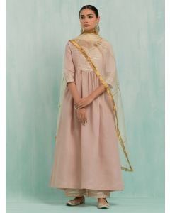 Pink Gota Work Cotton Slub Suit- Set of 3