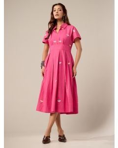 Pink Embroidered Cotton Dress