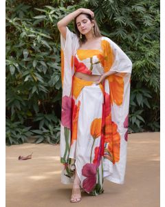 Multicolor Printed Viscose Muslin Co-ord Set- Set of 3