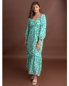 Green Printed Cotton Poplin Dress
