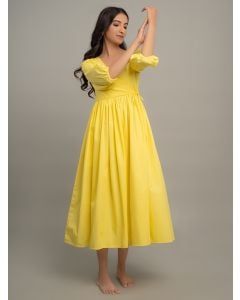 Yellow Cotton Poplin Dress