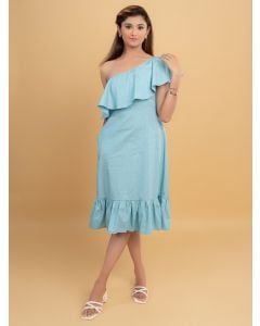 Powder Blue Cotton Poplin Dress