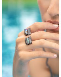 Grey Handcrafted Brass Ring