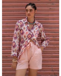 Pink Hand Block Printed Cotton Shirt