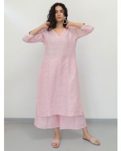 Pink Linen Kurta with Palazzo- Set of 2