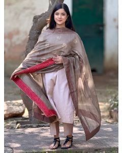 Beige Cotton Silk Suit- Set of 3