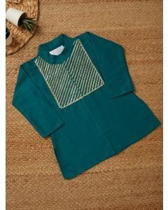 Green Gota Work Cotton Silk Kurta