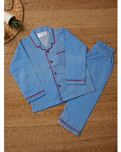 Blue Hand Block Printed Cotton Unisex Nightwear - Set of 2