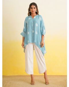 Blue Bandhani Tie and Dye Muslin Co-ord Set- Set of 2