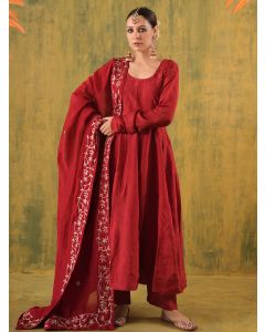 Maroon Silk Suit - Set of 3