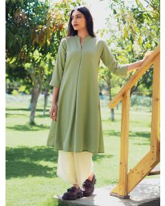 Green Viscose Blend Kurta with Pants- Set of 2