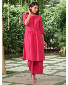 Pink Cotton Kurta with Palazzo - Set of 2