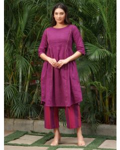 Purple Cotton Kurta with Palazzo - Set of 2
