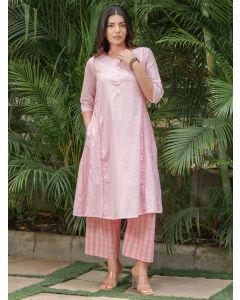 Pink Cotton Kurta with Palazzo - Set of 2