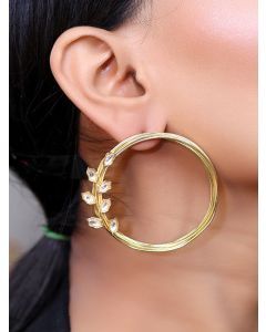 Gold Toned Handcrafted Brass Earrings