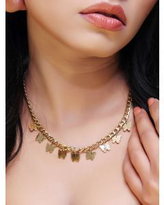 Gold Toned Handcrafted Brass Necklace