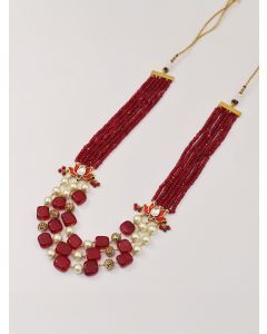 Red Handcrafted Brass Necklace