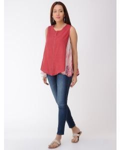 Red Shibori Dyed Cotton Top