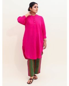 Pink Cotton Kurta with Pants - Set of 2