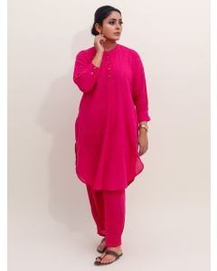 Pink Cotton Kurta with Pants - Set of 2