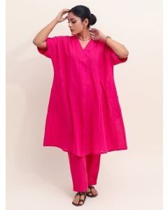 Pink Cotton Kurta with Pants - Set of 2