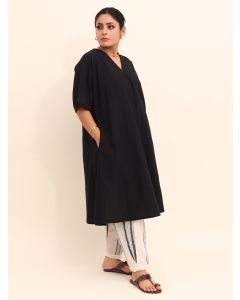Black Cotton Kurta with Pants - Set of 2