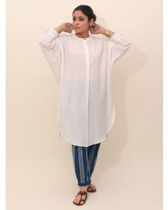 White Cotton Kurta with Pants - Set of 2