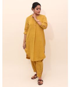 Mustard Yellow Cotton Kurta with Pants - Set of 2