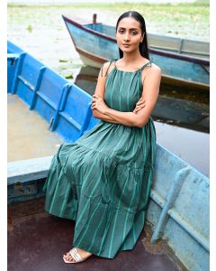 Green Striped Cotton Dress