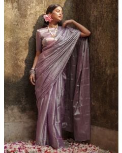 Lilac Zari Cotton Tissue Saree