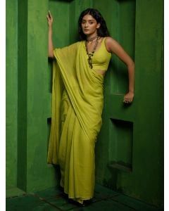 Lime Green Modal Mul Saree